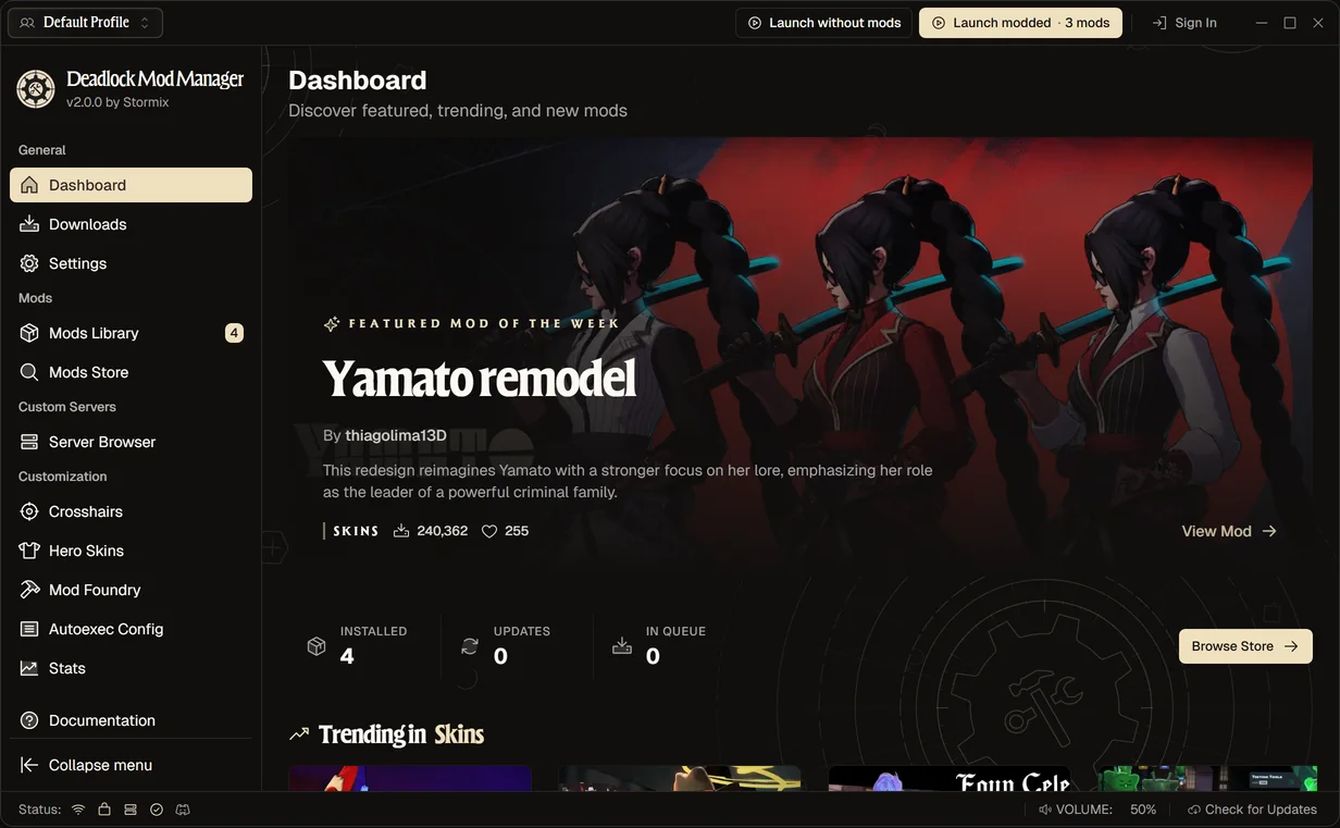 Deadlock Mod Manager with the Default theme