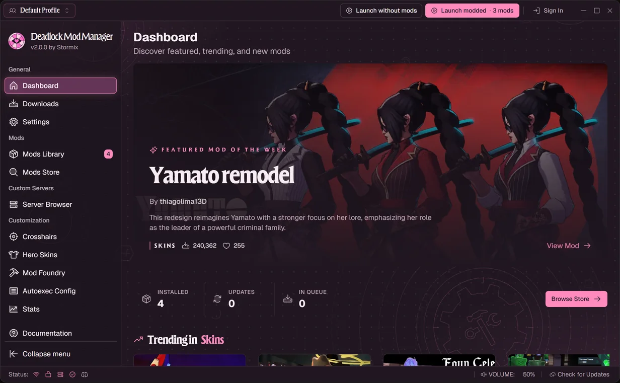 Deadlock Mod Manager with the Lovelock theme