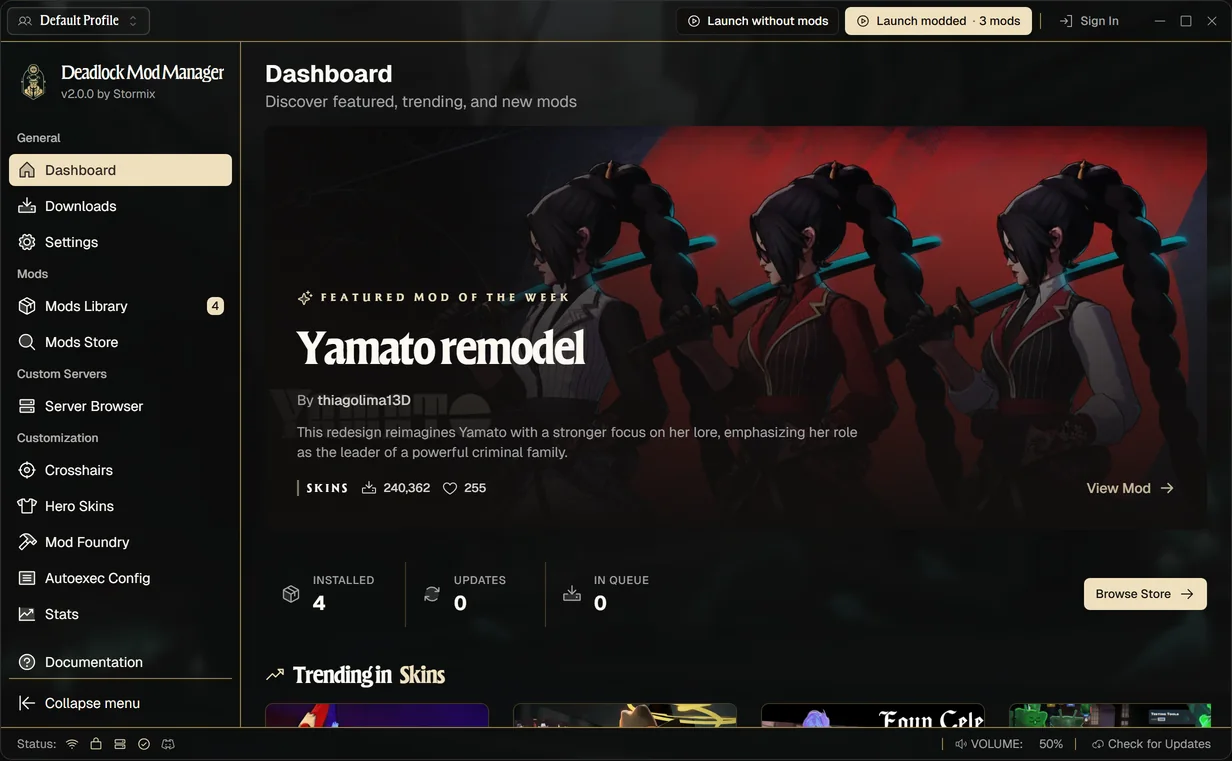 Deadlock Mod Manager with the Nightshift theme